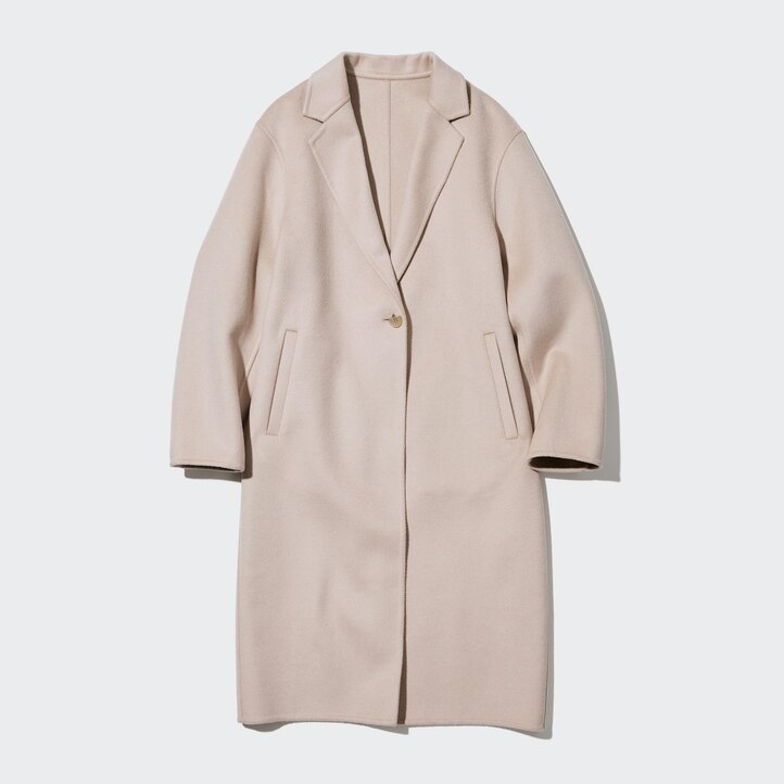 UNIQLO Wool Blend Long Coat Natural | 24LFVUXKE