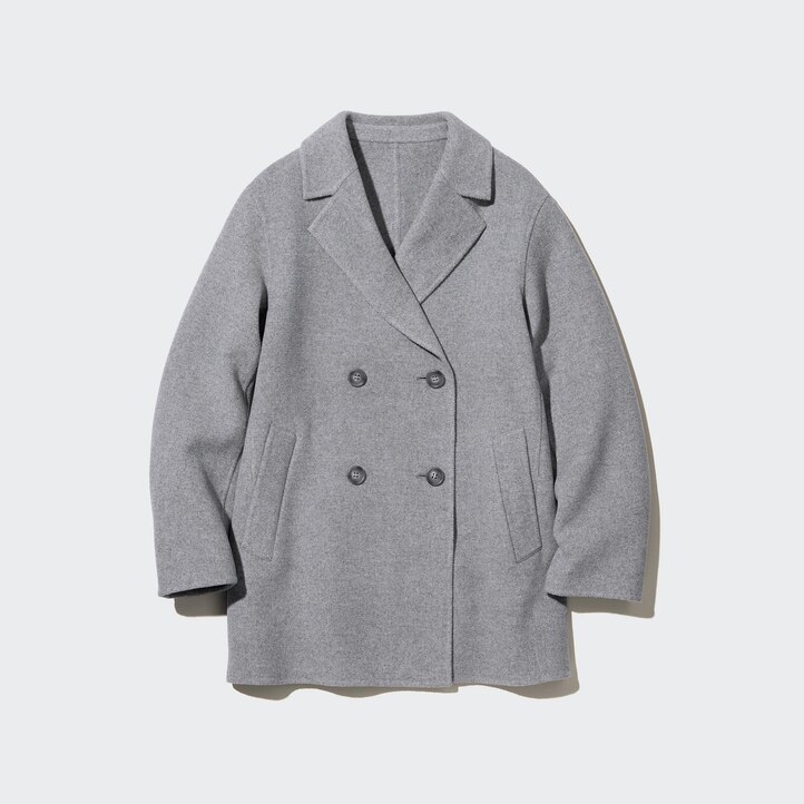 UNIQLO Wool Blend Short Coat Gray | 30EAUOZGS