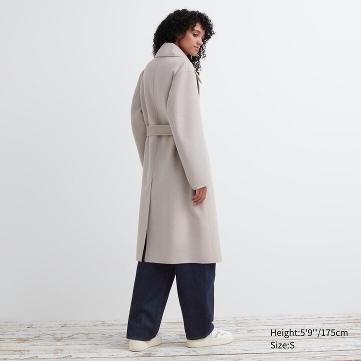 UNIQLO Wool Blend Wrap Coat Beige | 78PGOVFAC