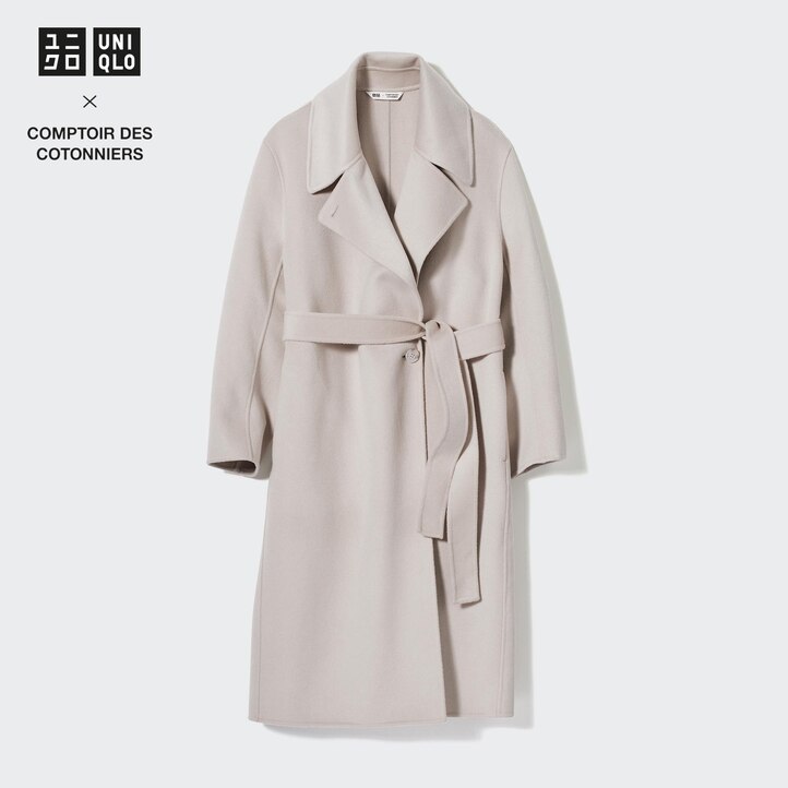 UNIQLO Wool Blend Wrap Coat Beige | 78PGOVFAC