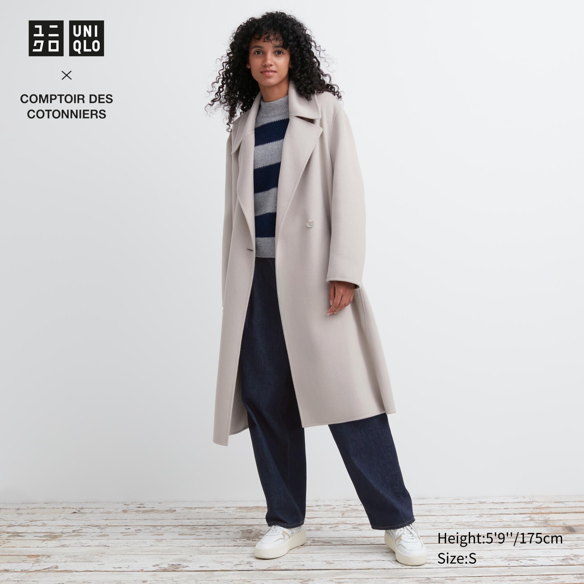 UNIQLO Wool Blend Wrap Coat Beige | 78PGOVFAC